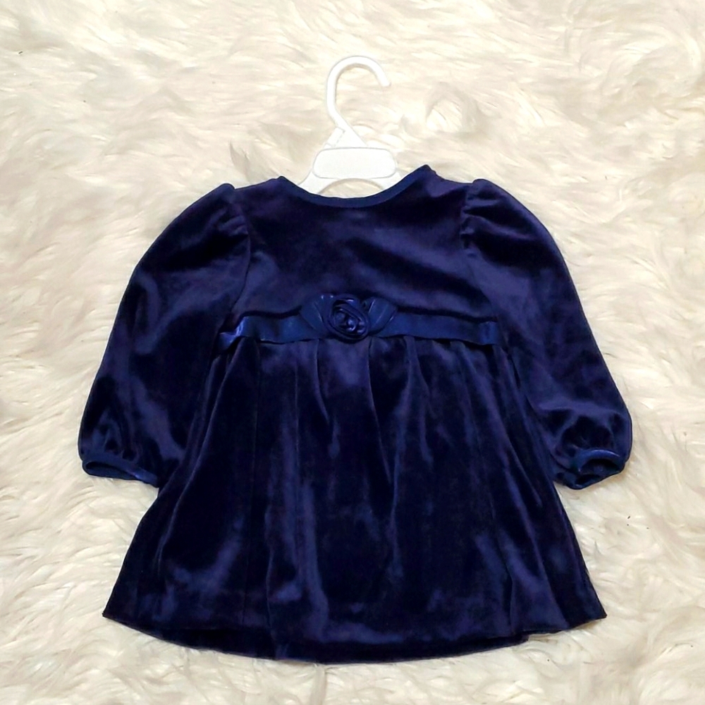 LIKE NEW PRE-LOVED GIRLS NAVY-BLUE VELOUR DRESS